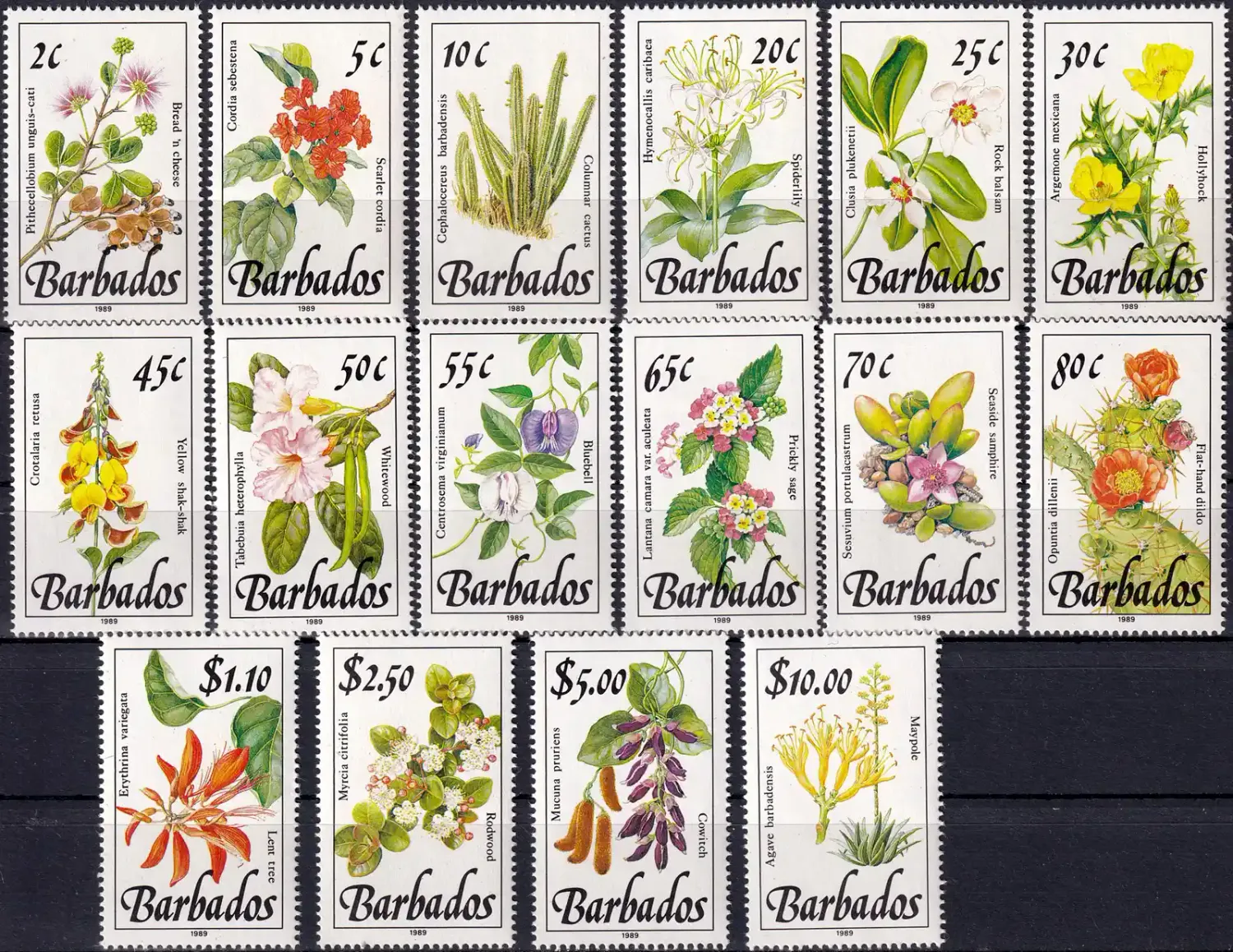 Barbados 1989 Wild Plants, Flowers Definitive Set (16v). MNH(**) Barbados 1989 Wild Plants, Flowers Definitive Set (16v). MNH(**)