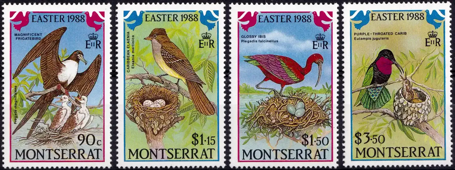 Montserrat 1988 Easter - Birds (4v) - MNH(**) Montserrat 1988 Easter - Birds (4v) - MNH(**)