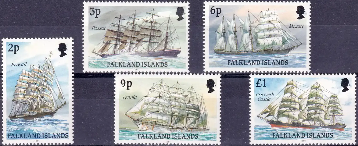 Falkland Islands 1991 Cape Horn Sailing Ships - "1991" Imprint (4v). MNH(**) Falkland Islands 1991 Cape Horn Sailing Ships - "1991" Imprint (4v). MNH(**)
