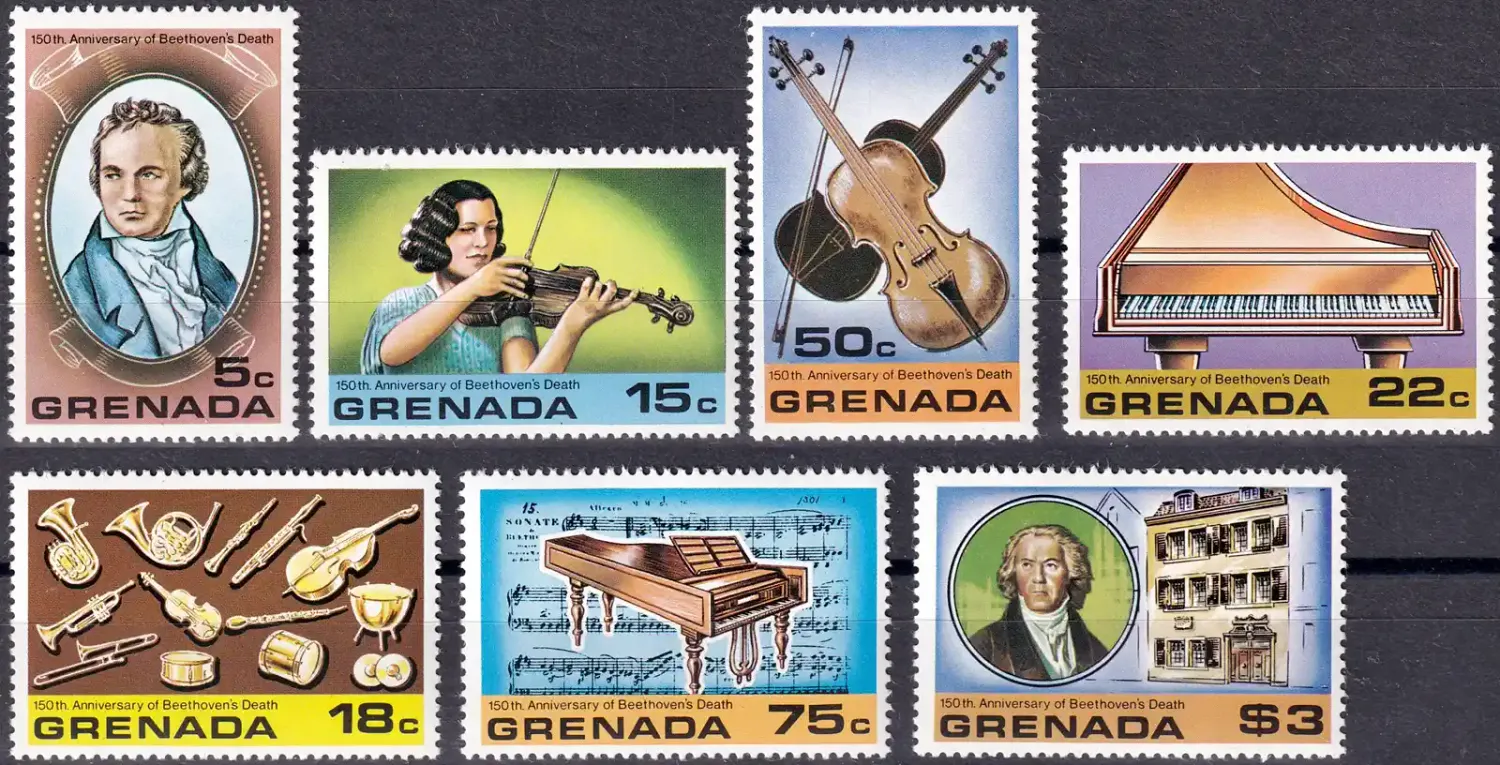 Grenada 1978 The 150th Anniv of the Death of Beethoven, 1770-1827 (7v) - MNH(**)