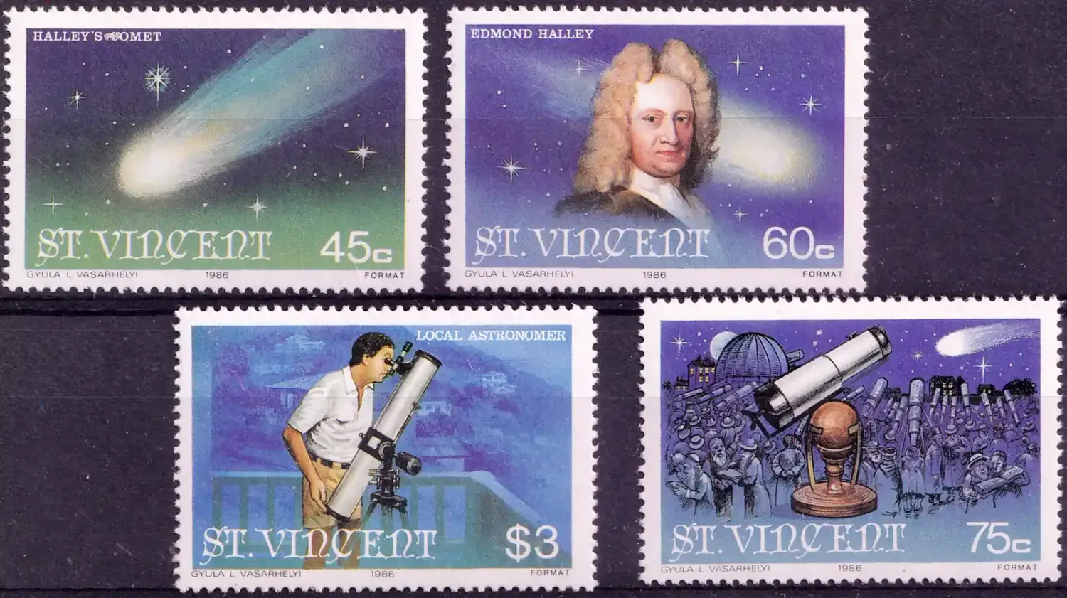 St. Vincent 1986 Halley's Comet (4v) MNH(**) St. Vincent 1986 Halley's Comet (4v) MNH(**)