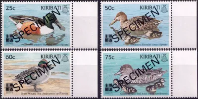 Kiribati 1999 Birds, Int. Stamp Exhibition "SPECIMEN" "iBRA '99" - Nuremberg, Germany - Ducks MNH(**) Kiribati 1999 Birds, Int. Stamp Exhibition "SPECIMEN" "iBRA '99" - Nuremberg, Germany - Ducks MNH(**)