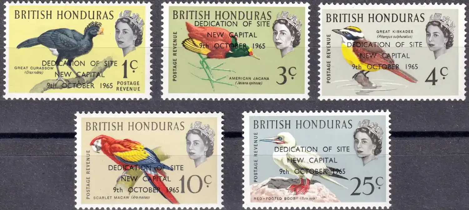 British Honduras 1966 Birds - Ovpt "DEDICATION OF SITE, NEW CAPITAL, 9th OCTOBER 1965" MNH(**) British Honduras 1966 Birds - Ovpt "DEDICATION OF SITE, NEW CAPITAL, 9th OCTOBER 1965" MNH(**)