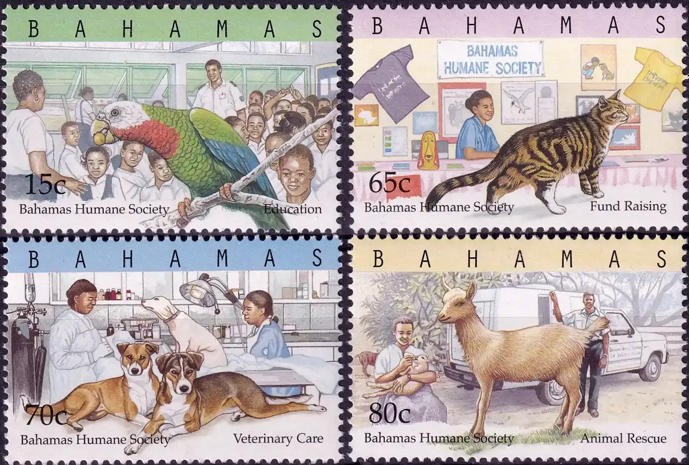 Bahamas 2000 Bahamas Humane Society, Birds, Cats, Dogs (4v) MNH(**)