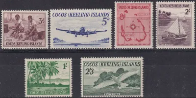 Cocos (Keeling) Islands 1963 Definitive Issues, Birds, Maps, Ships, Airplanes (6v). MNH(**) Cocos (Keeling) Islands 1963 Definitive Issues, Birds, Maps, Ships, Airplanes (6v). MNH(**)