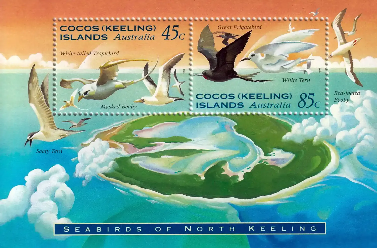 Cocos (Keeling) Islands 1995 Sea-birds of North Keeling Island (ss/2v). MNH(**) Cocos (Keeling) Islands 1995 Sea-birds of North Keeling Island (ss/2v). MNH(**)