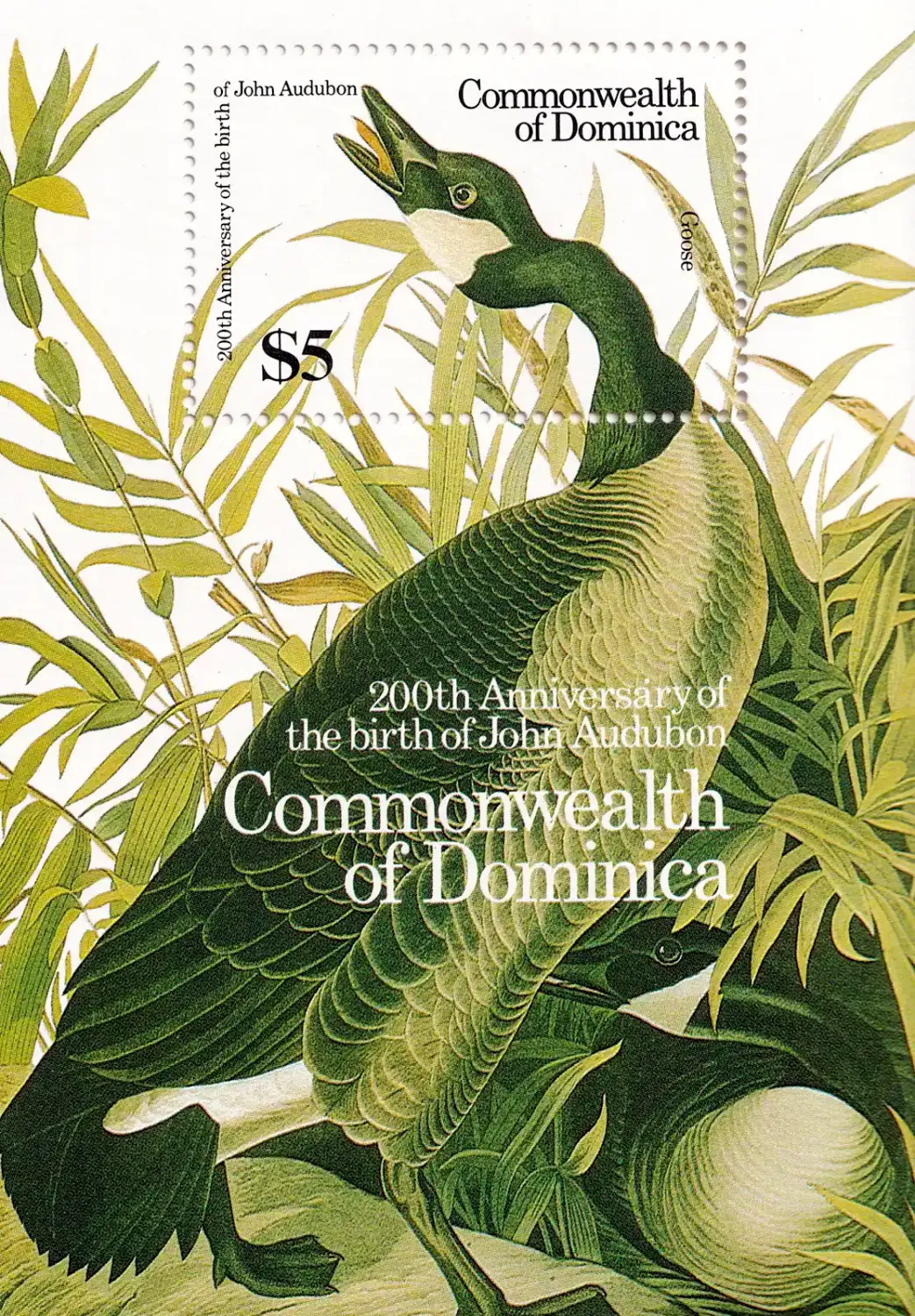 Dominica 1986 Birds -  Birth of John J. Audubon (ss/1v)-MNH(**)
