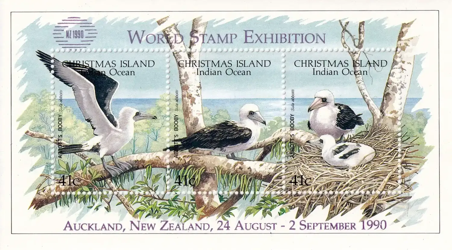 Christmas Island 1990 Birds. World Stamp Exhibition NZ1990 - Auckland, New Zealand (ss/3v). MNH(**) Christmas Island 1990 Birds. World Stamp Exhibition NZ1990 - Auckland, New Zealand (ss/3v). MNH(**)