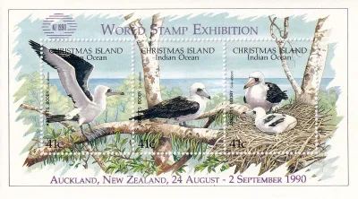 Christmas Island 1990 Birds. World Stamp Exhibition NZ1990 - Auckland, New Zealand (ss/3v). MNH(**) Christmas Island 1990 Birds. World Stamp Exhibition NZ1990 - Auckland, New Zealand (ss/3v). MNH(**)