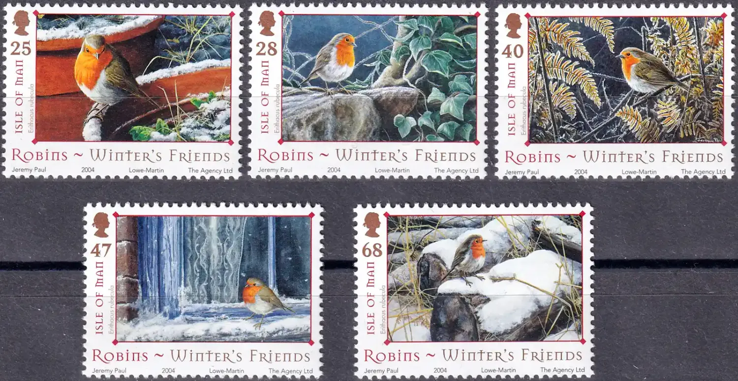 Isle of Man 2004 Christmas - Robin Birds (5v) MNH(**) Isle of Man 2004 Christmas - Robin Birds (5v) MNH(**)