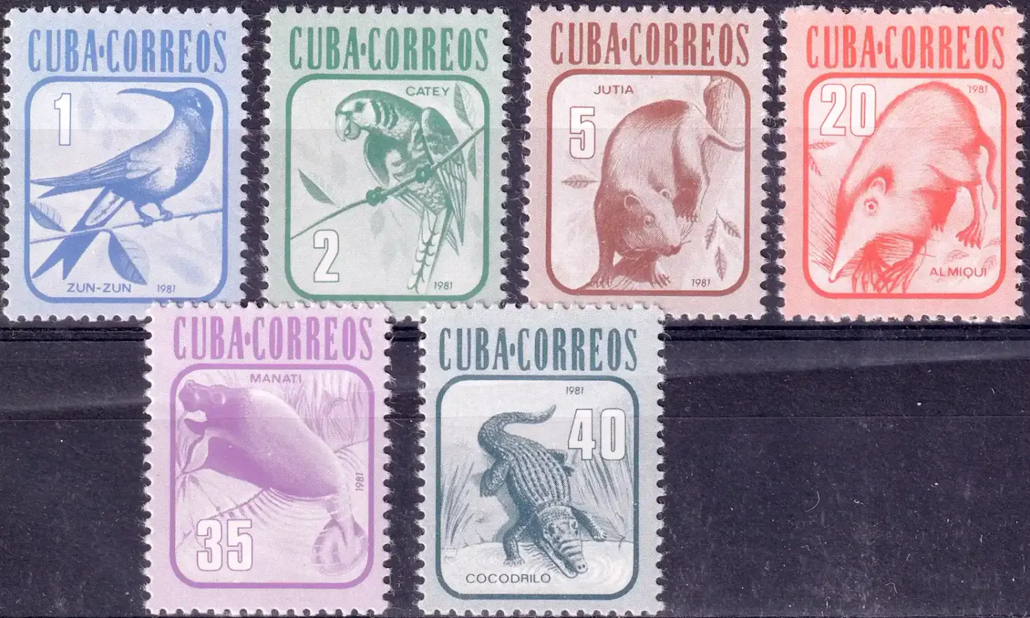 Cuba 1981 Fauna, Mammals, Birds, Reptiles, Marine (6v). MNH(**)