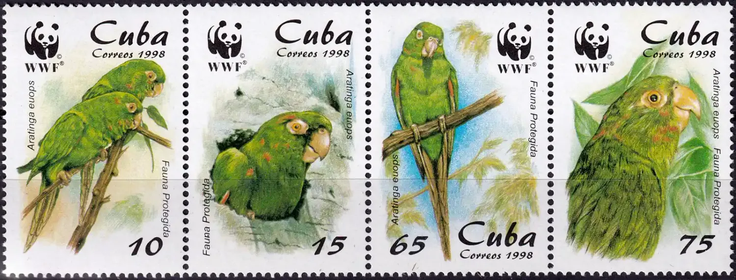 Cuba 1998 WWF, Birds. The Cuban Conure (4v). MNH(**)