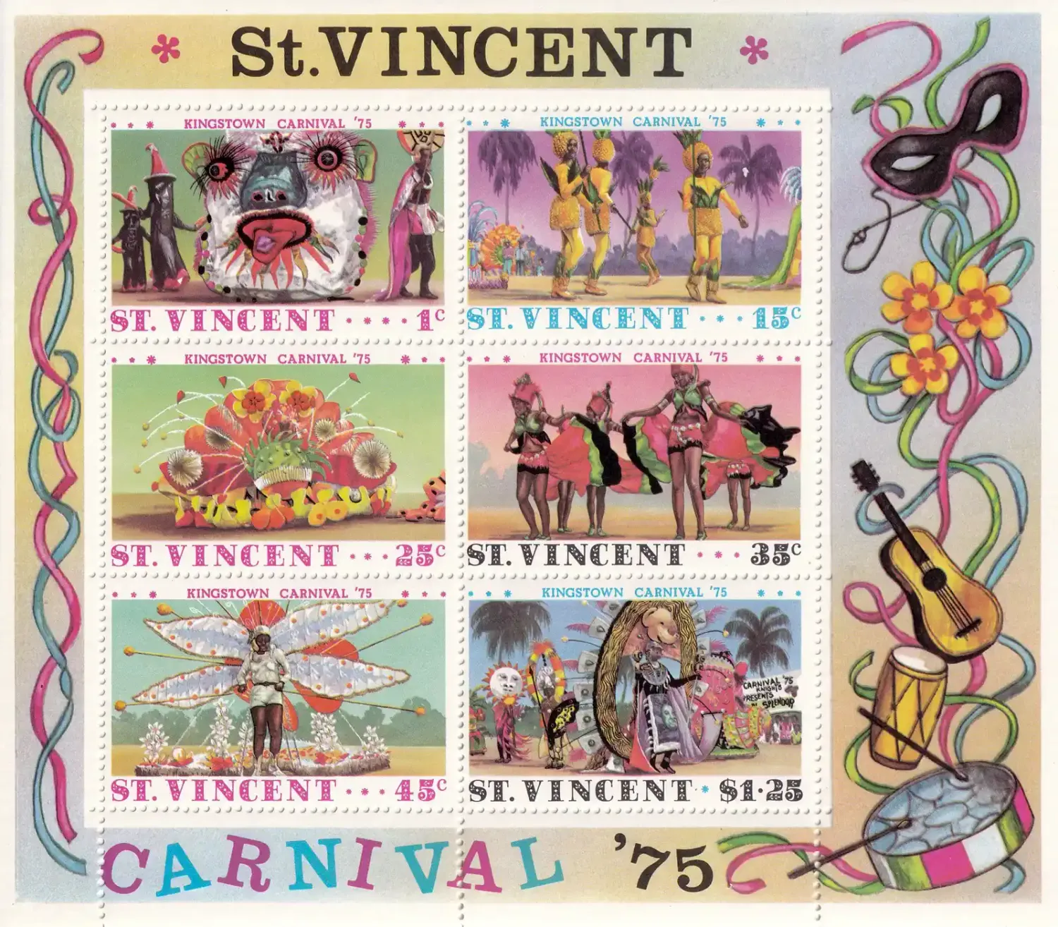 St. Vincent 1975 Carnival in Kingstown (ss/6v) MNH(**) St. Vincent 1975 Carnival in Kingstown (ss/6v) MNH(**)