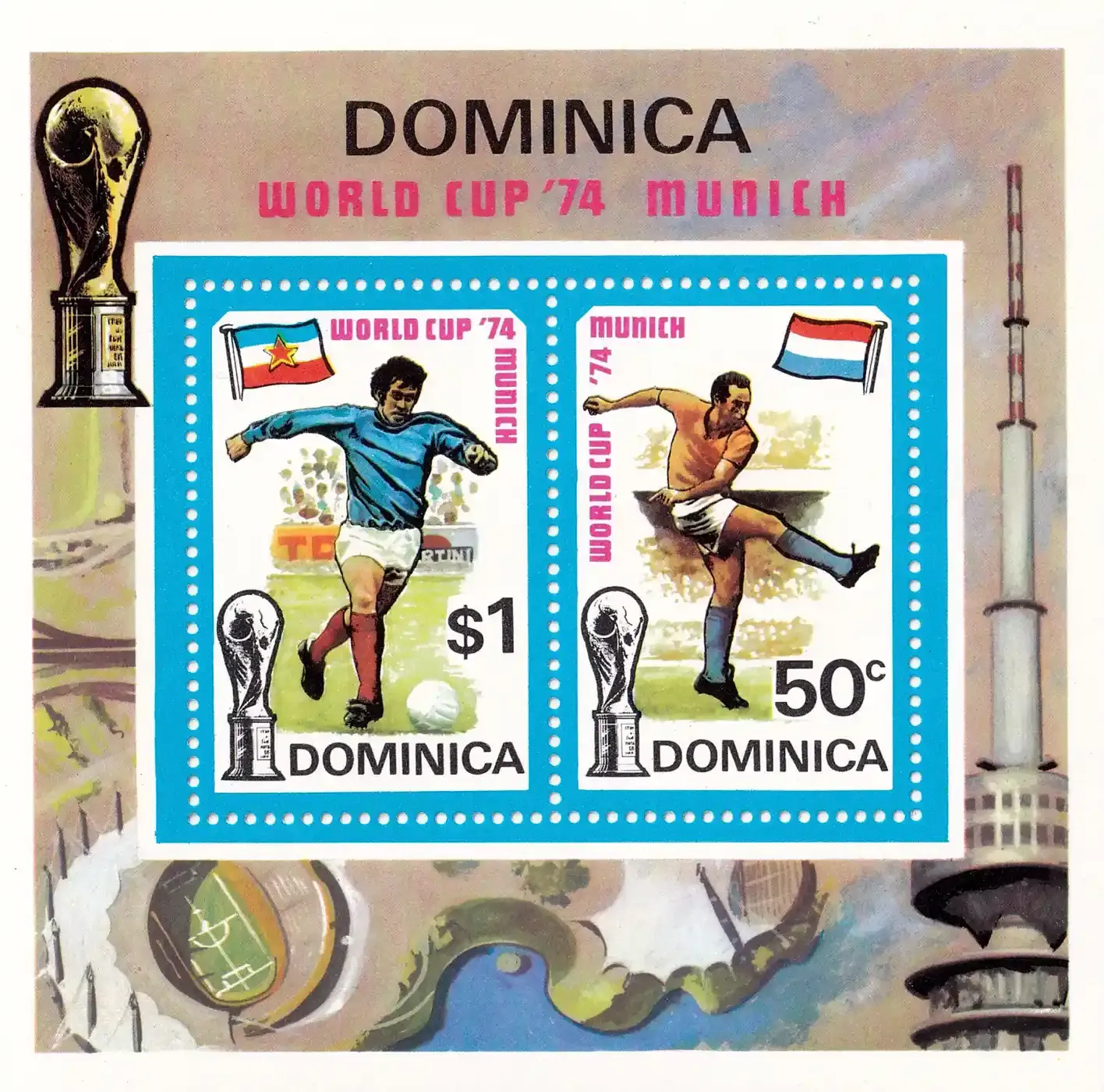 Dominica 1974 Football World Cup - West Germany (ss/2v)-MNH(**)