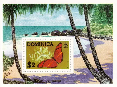 Dominica 1975 Dominican Butterflies (ss/1v)-MNH(**) Dominica 1975 Dominican Butterflies (ss/1v)-MNH(**)