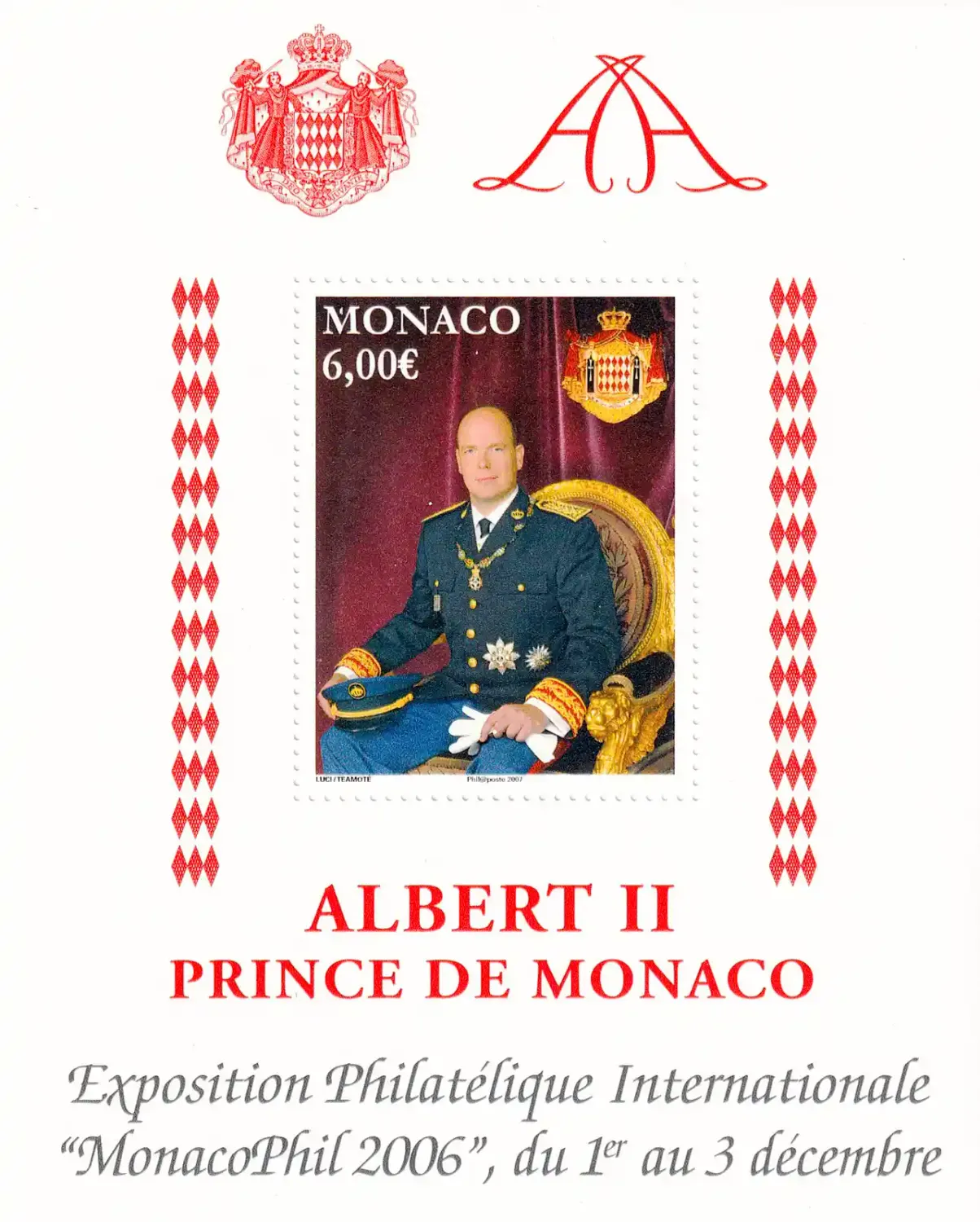 Monaco 2006 Prince Albert II, Int. Stamp Exhibition "MonacoPhil 2006" (ss/1v) MNH(**) Monaco 2006 Prince Albert II, Int. Stamp Exhibition "MonacoPhil 2006" (ss/1v) MNH(**)