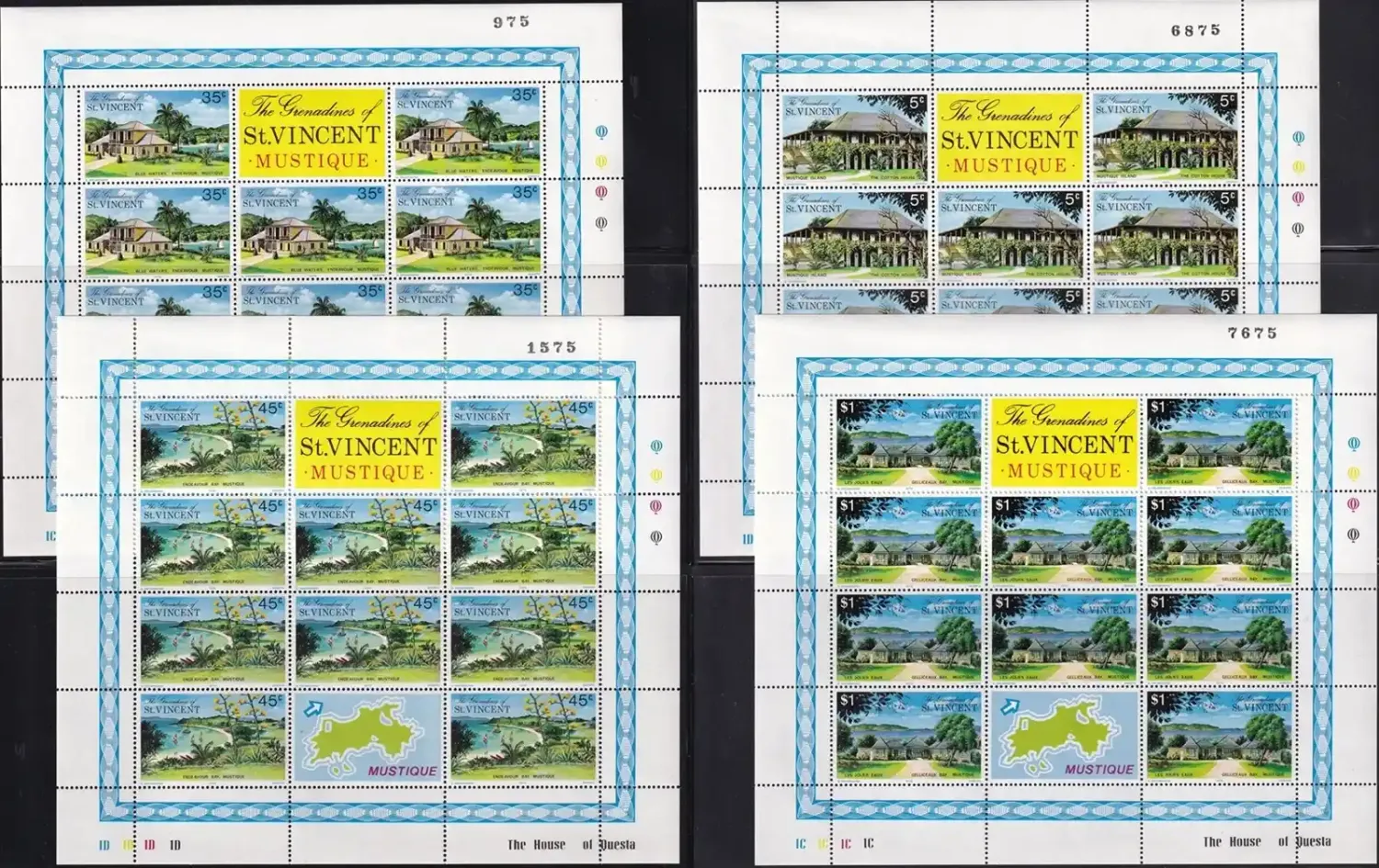 Grenadines Of St. Vincent, 1975 Mustique Island (Full Sheets) MNH(**) Grenadines Of St. Vincent, 1975 Mustique Island (Full Sheets) MNH(**)