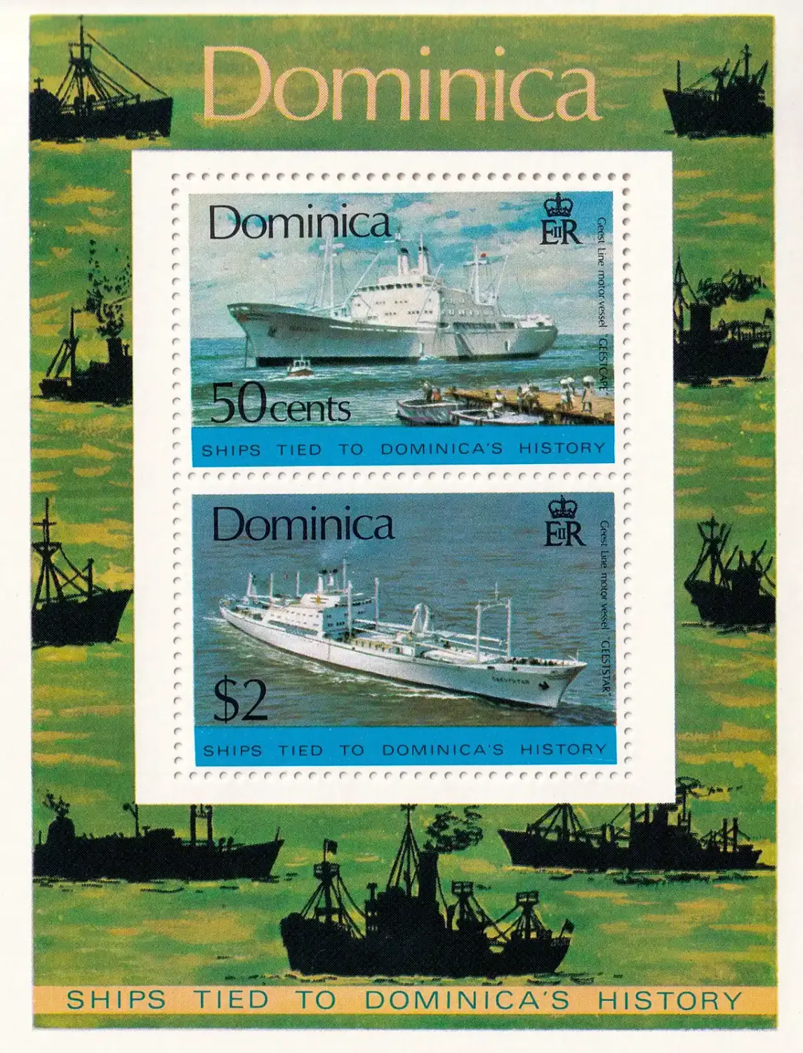 Dominica 1975 "Ships tied to Dominica's History" (ss/2v)-MNH(**)