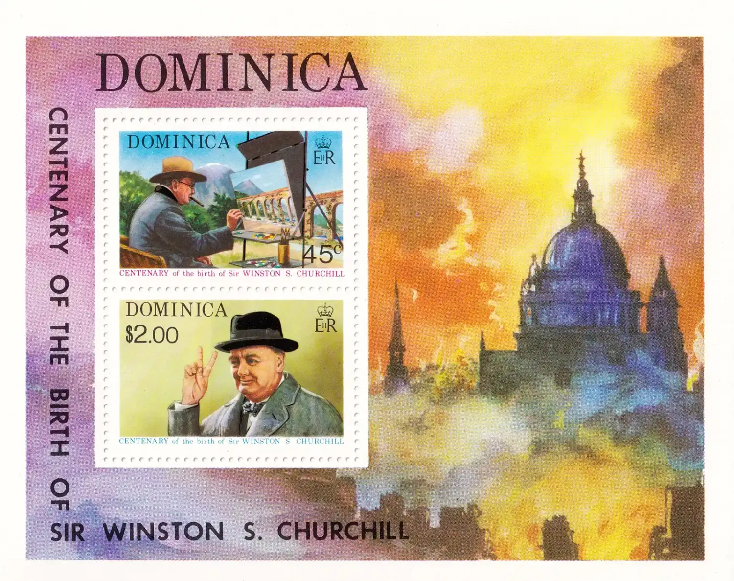 Dominica 1974 The 100th Anniv of the Birth of Sir Winston Churchill (ss/2v)-MNH(**) Dominica 1974 The 100th Anniv of the Birth of Sir Winston Churchill (ss/2v)-MNH(**)