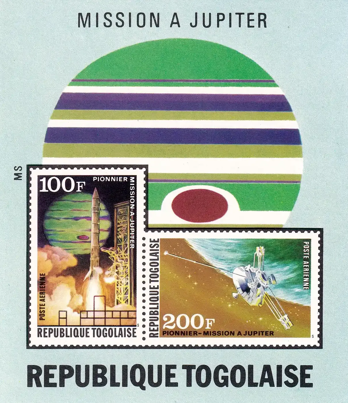 Togo 1974 Airmail - U.S. Jupiter Space Mission (ss/2v)-MNH(**)