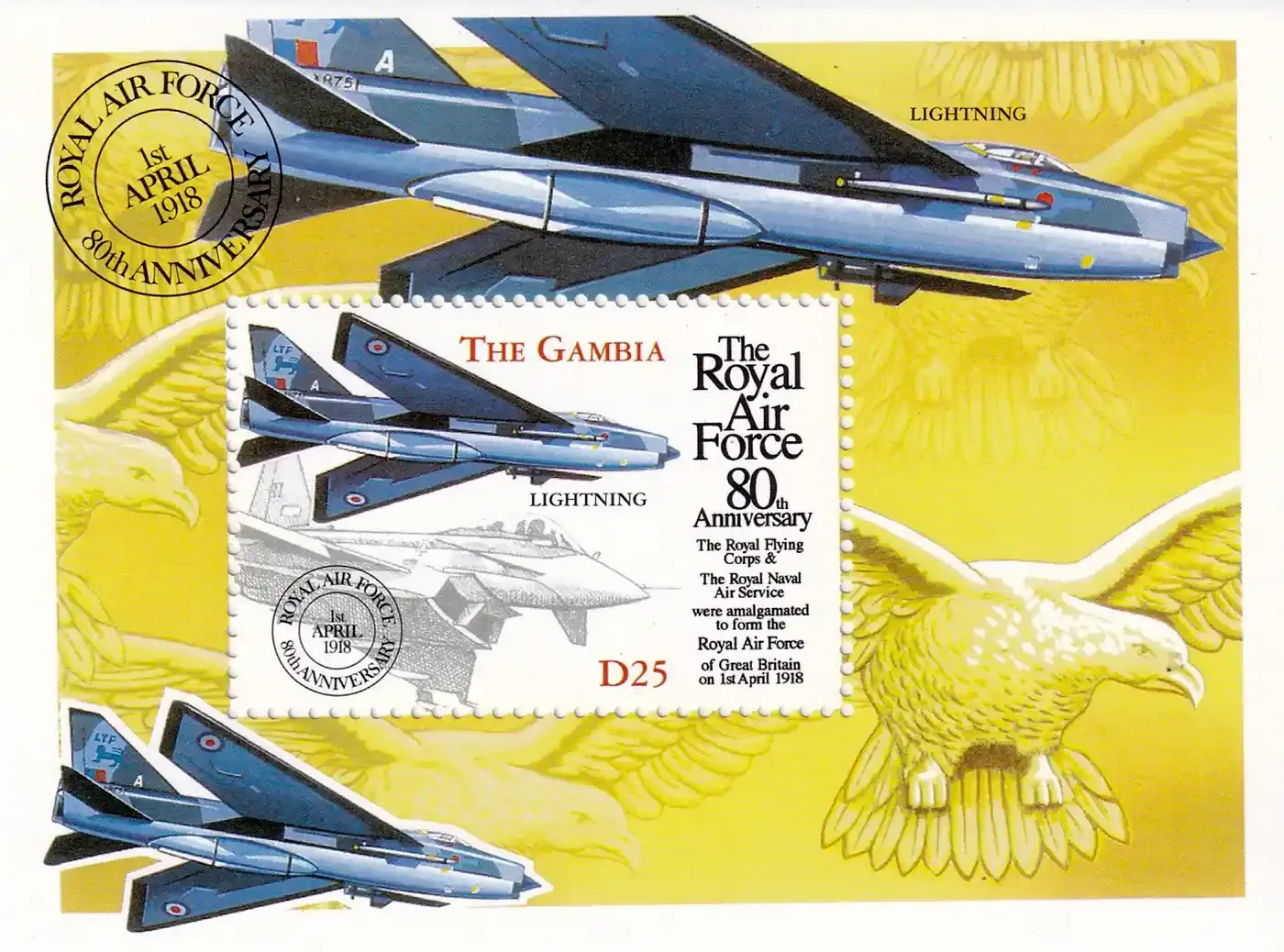 Gambia 1998 The 80th Anniv of Royal Air Force, Aviation (ss/1v)-MNH(**)
