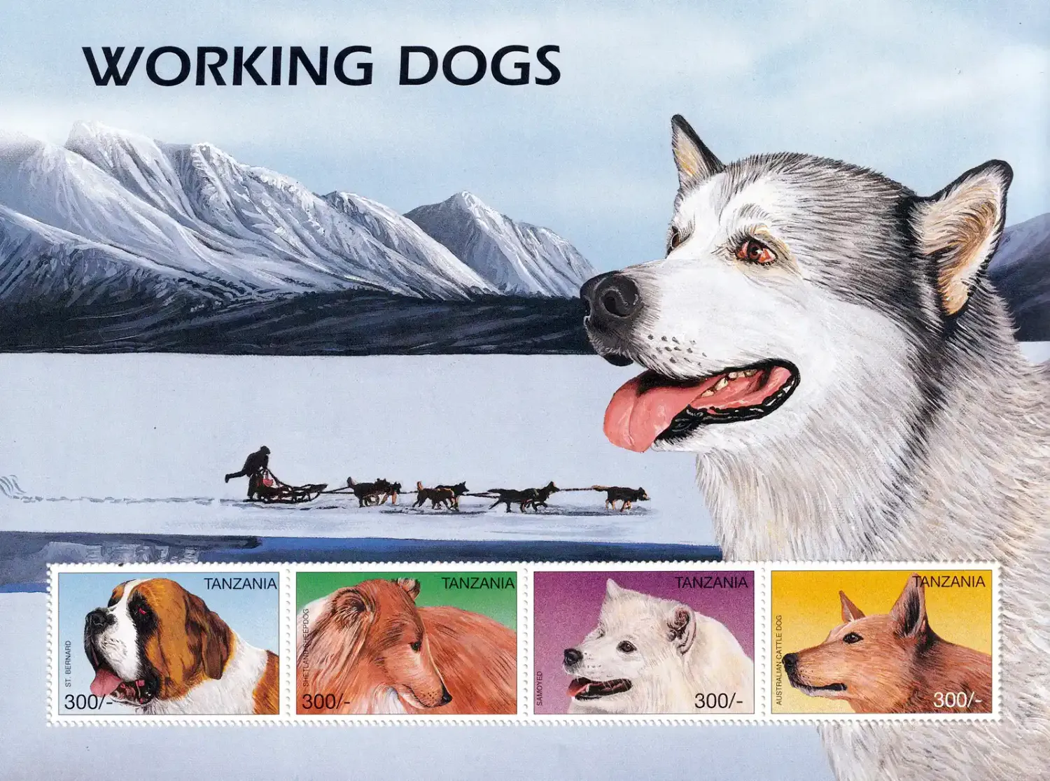 Tanzania 1996 Dogs (ss/4v). MNH(**) Tanzania 1996 Dogs (ss/4v). MNH(**)