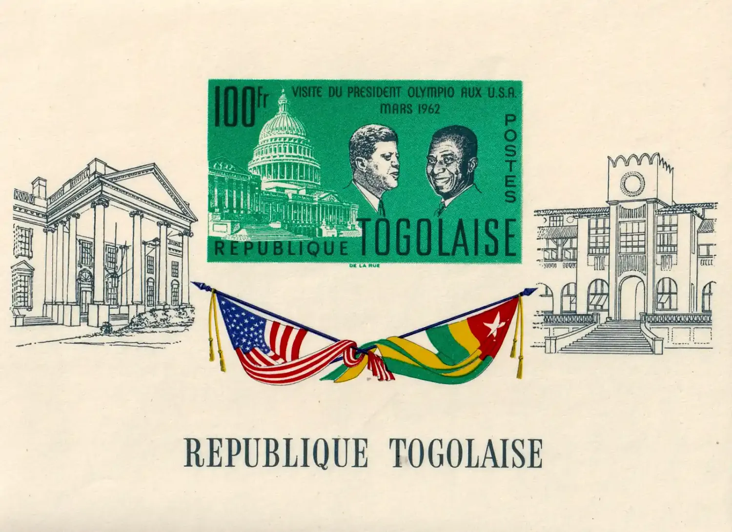 Togo 1962 Visit of Sylvanus Olympio to the United States of America (ss/1v)-MNH(**) Togo 1962 Visit of Sylvanus Olympio to the United States of America (ss/1v)-MNH(**)