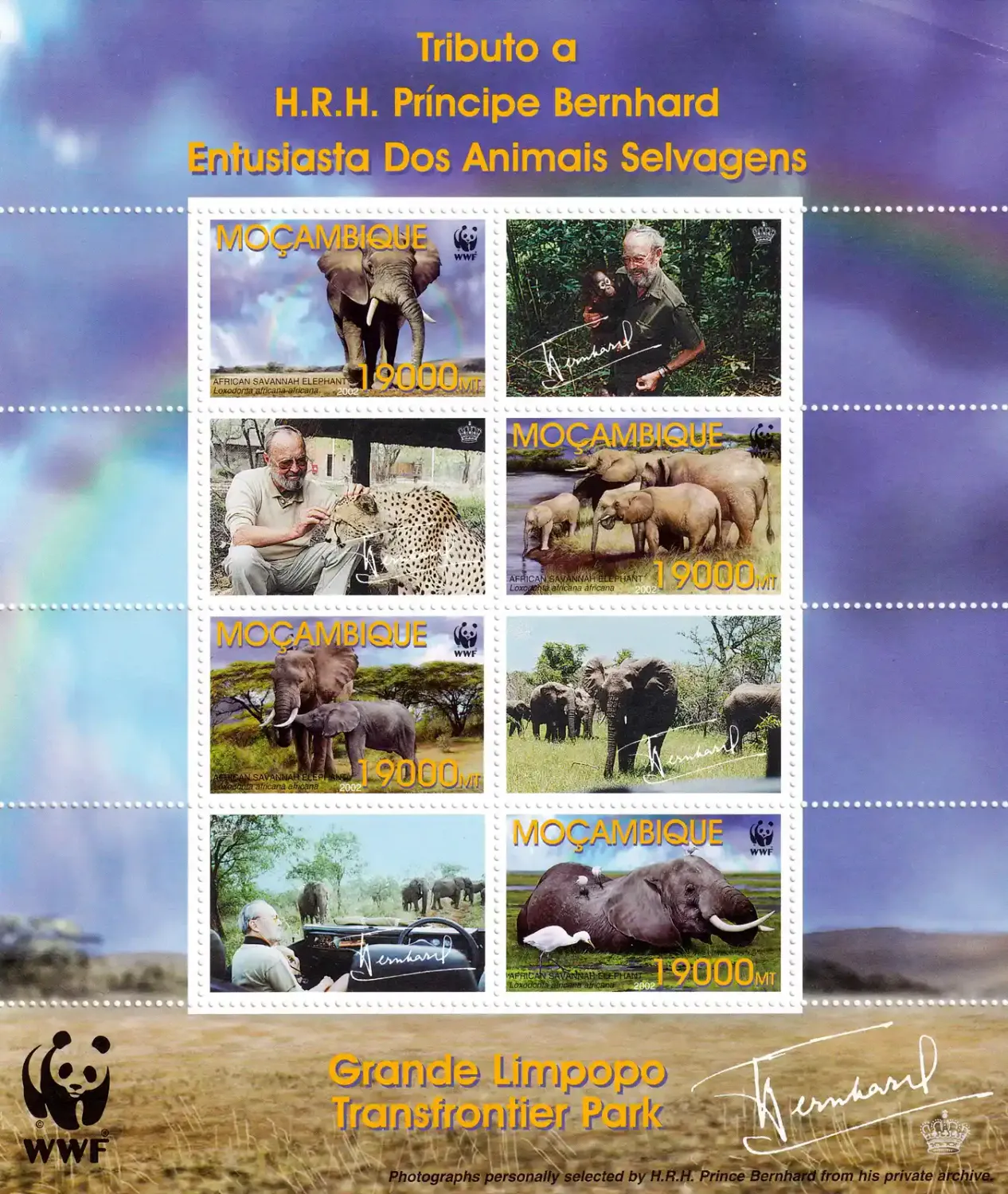 Mozambique 2002 WWF, Mammals - African Elephant (ss/8v) MNH(**)