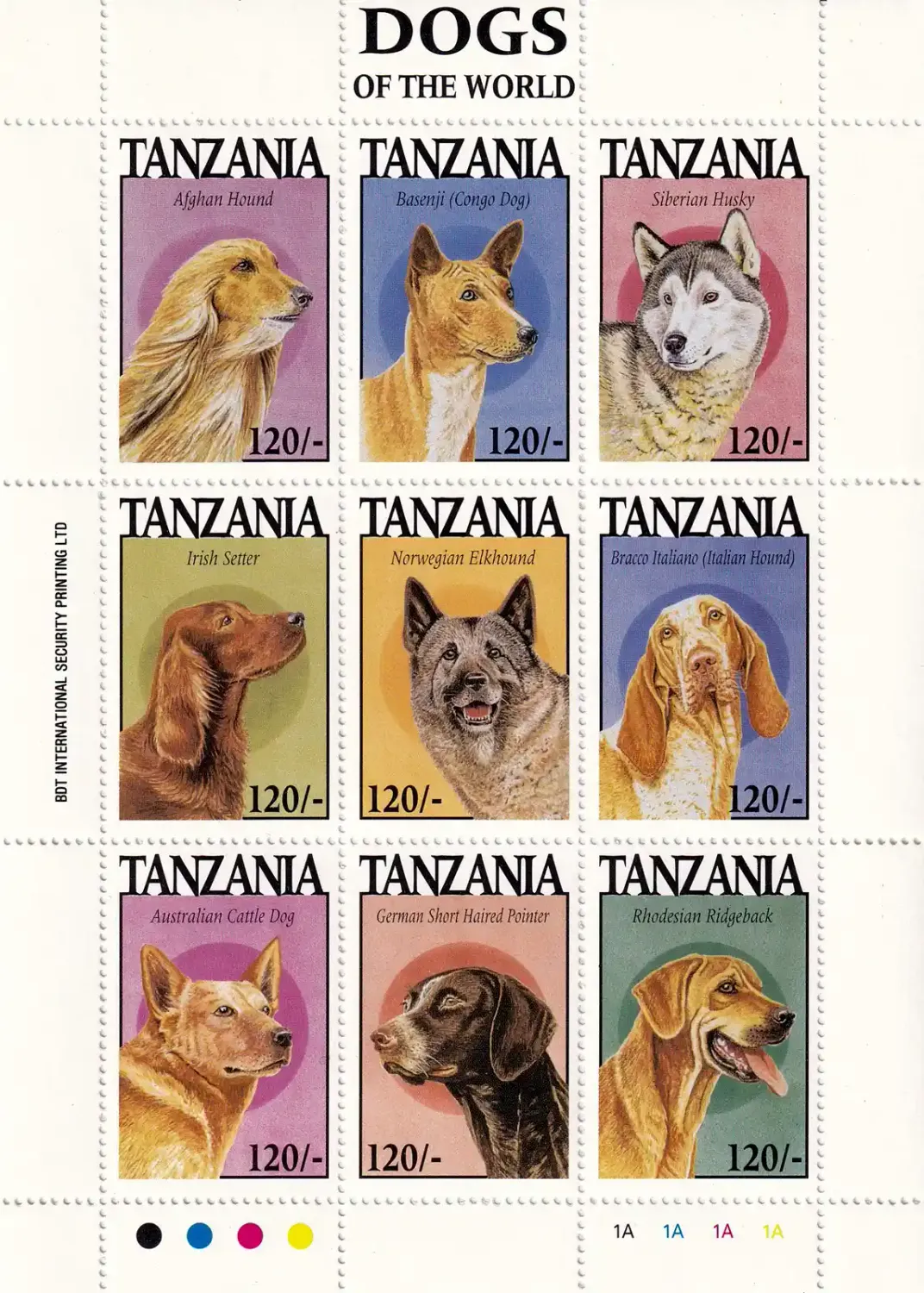 Tanzania 1994 Dogs (ss/9v). MNH(**) Tanzania 1994 Dogs (ss/9v). MNH(**)