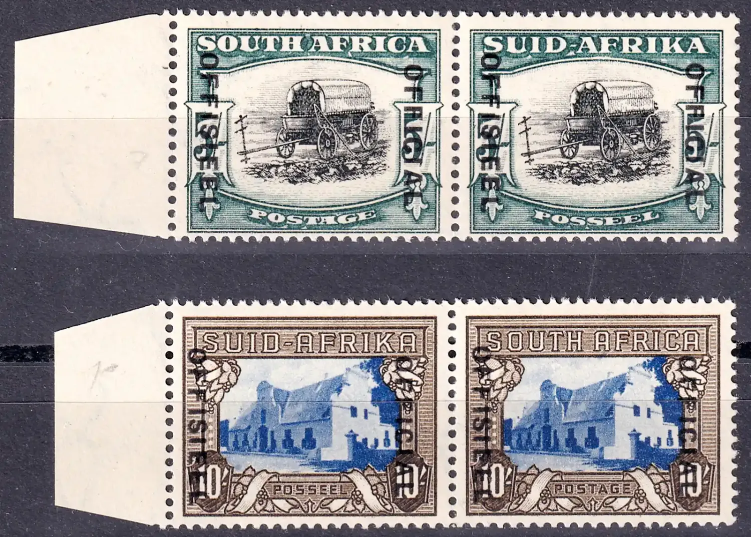 South Africa 1935 Official stamps 5/- & 10/-. MLH(*) SACC No 33 & 34 South Africa 1935 Official stamps 5/- & 10/-. MLH(*) SACC No 33 & 34