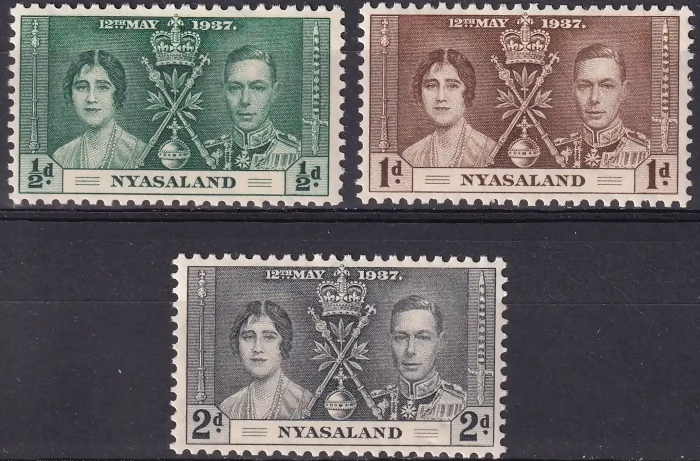 Nyasaland 1937 Coronation of King George VI and Queen Elizabeth. MNH(**) Nyasaland 1937 Coronation of King George VI and Queen Elizabeth. MNH(**)
