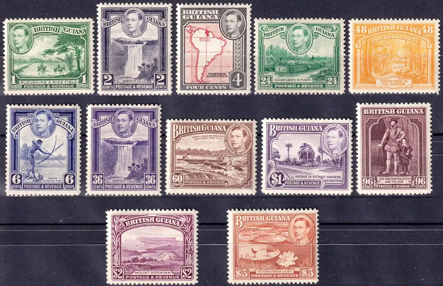 British Guiana 1938 KGVI Local Motives, Superb MLH(*) British Guiana 1938 KGVI Local Motives, Superb MLH(*)