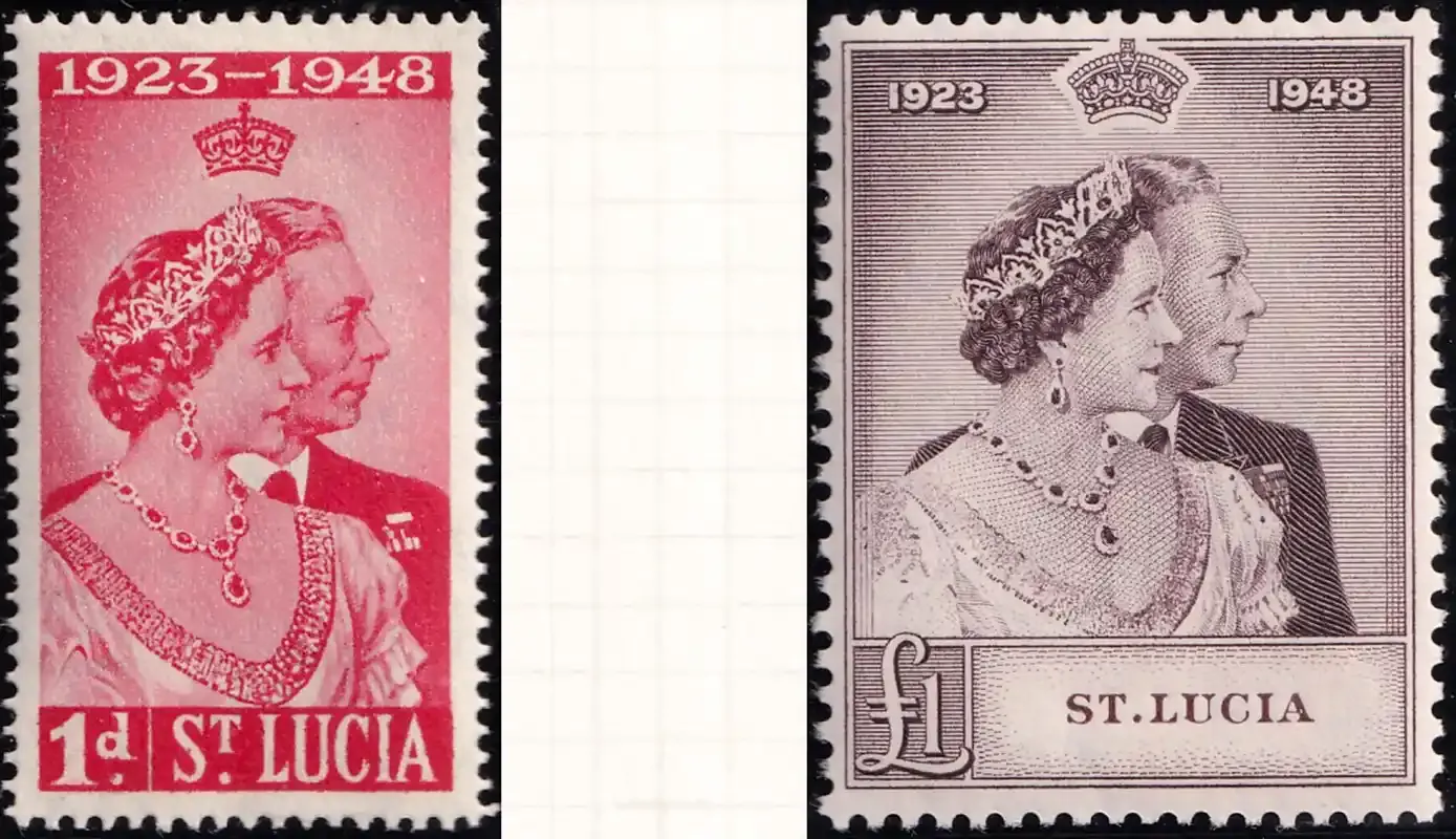 St. Lucia 1948 The 25th Anniv of the Wedding of King George VI and Queen Elizabeth (2v)-MLH(*) St. Lucia 1948 The 25th Anniv of the Wedding of King George VI and Queen Elizabeth (2v)-MLH(*)