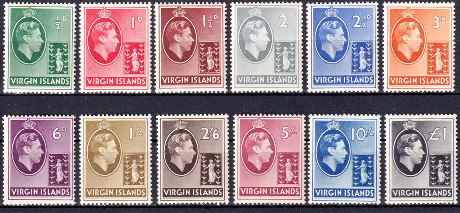 British Virgin Islands 1938 KGVI Definitive Issues. MLH(*) British Virgin Islands 1938 KGVI Definitive Issues. MLH(*)