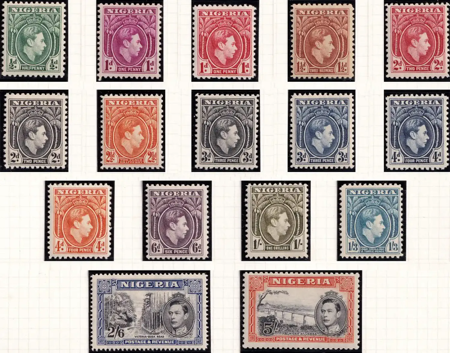 Nigeria 1938 KGVI Definitives MLH(*)