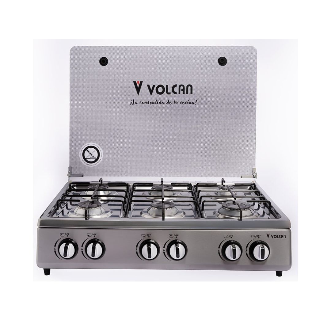 ESTUFA VOLCAN MESA 62117 TAPA D VIDRIO INOX