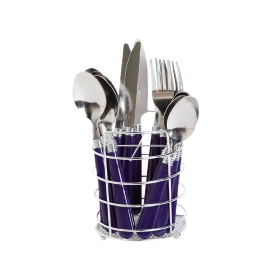 SET CUBIERTOS OSTER 82672.16 16 PZS MANGO NEGRO INOX