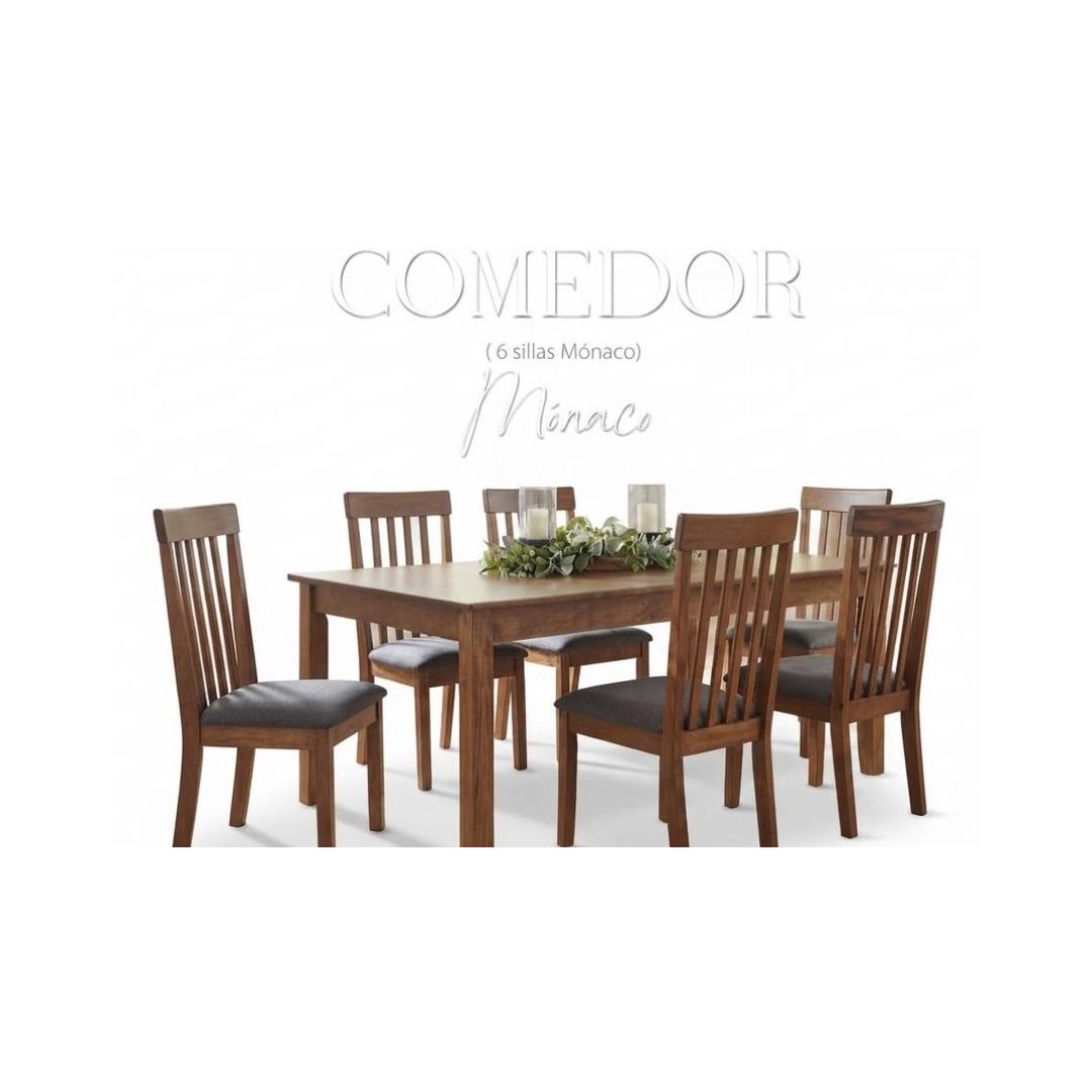COMEDOR PRIMIUM MONACO 6 SILLAS TOP MADERA