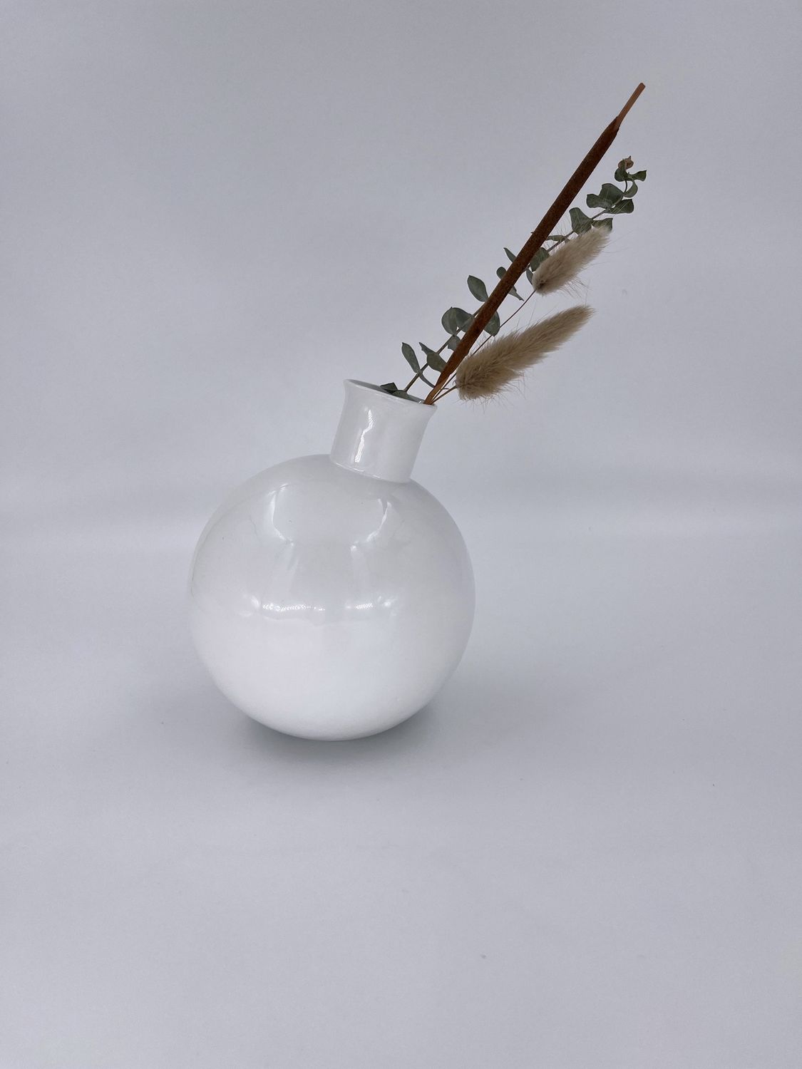 White Sphere Bud Vase
