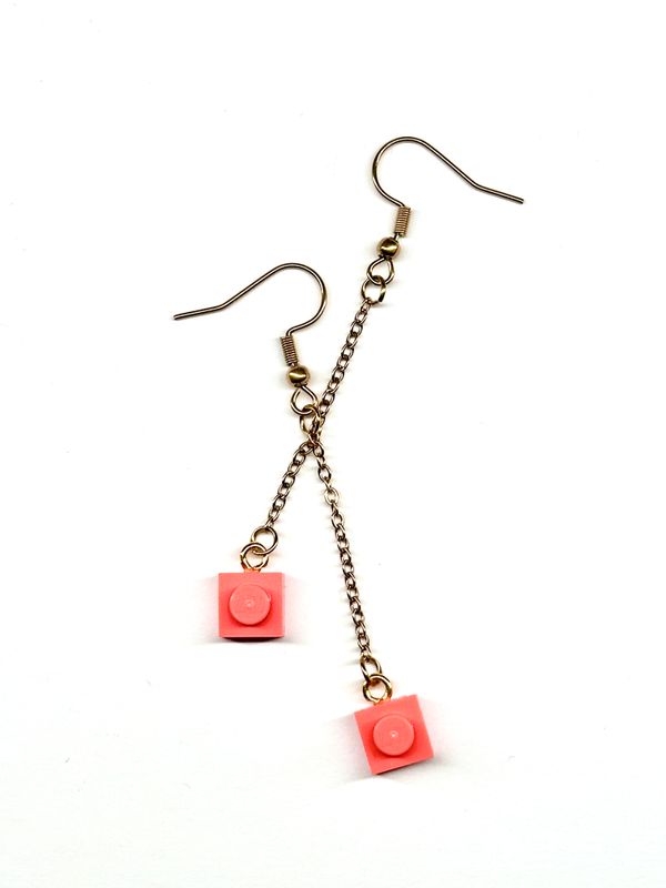 Boucles d’oreilles pendantes Doré et Corail