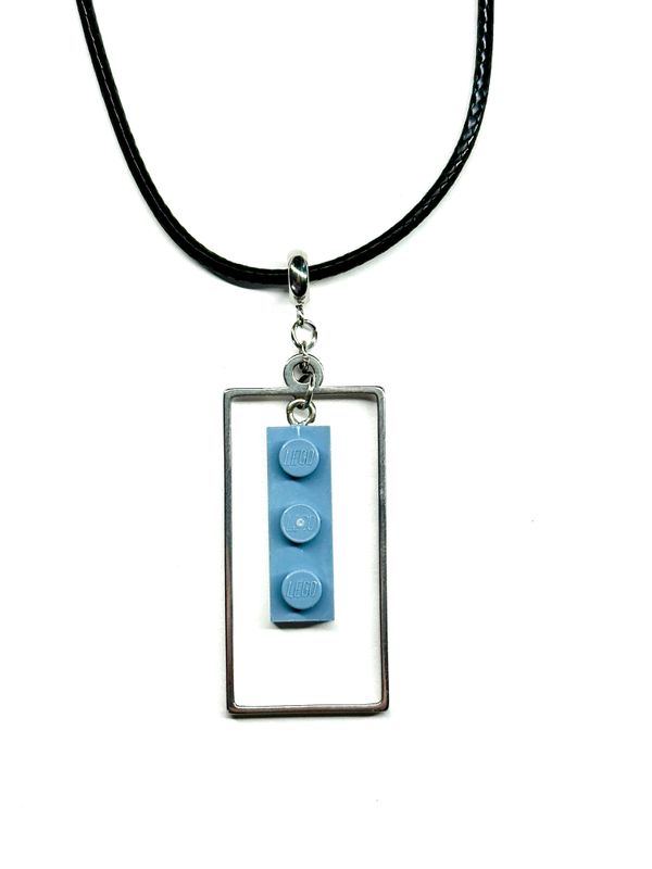 Collier Rectangle Bleu-gris