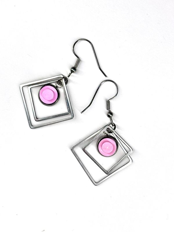 Boucles d’oreilles Carré Rose