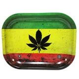 ROLLING TRAY METAL RASTA LEAF