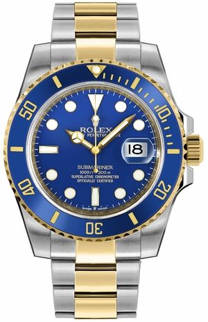 Rolex Submariner Date Royal Blue Dial Two Tone Men's Watch