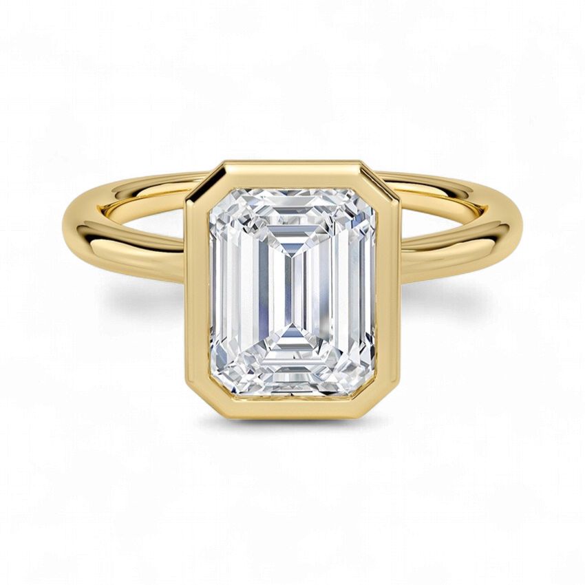 Diamond Bezel Solitaire Ring - 18K Yellow Gold