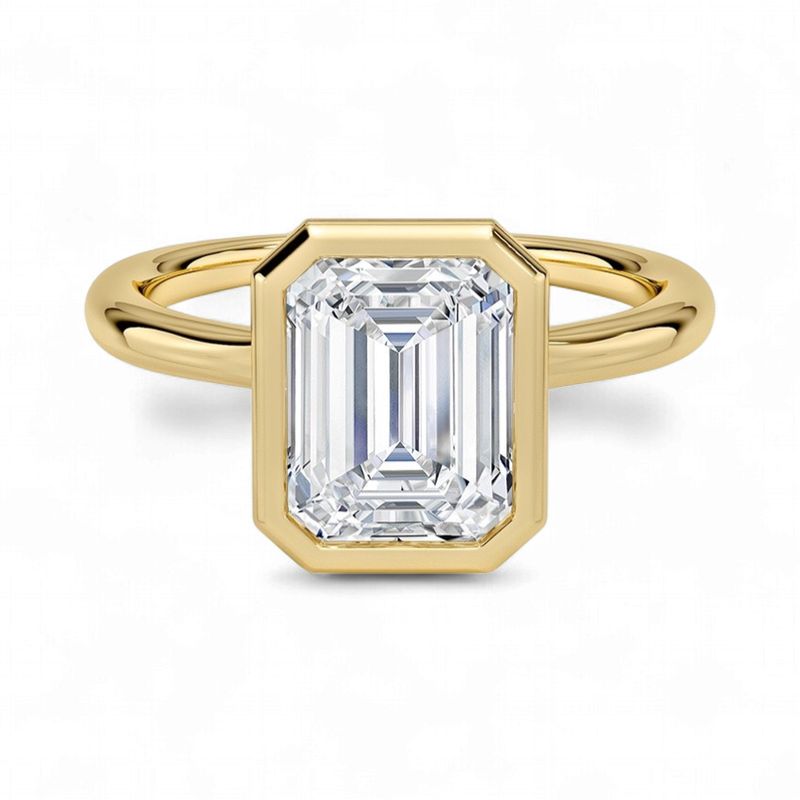 Diamond Bezel Solitaire Ring - 18K Yellow Gold