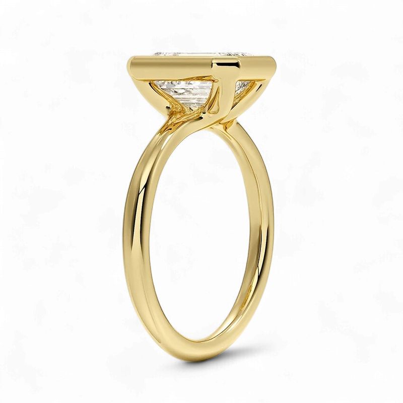Diamond Bezel Solitaire Ring - 18K Yellow Gold