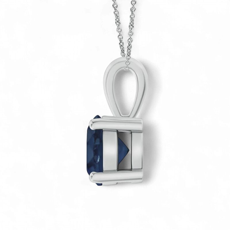 Classic Prong-Set Round Blue Sapphire Solitaire Pendant