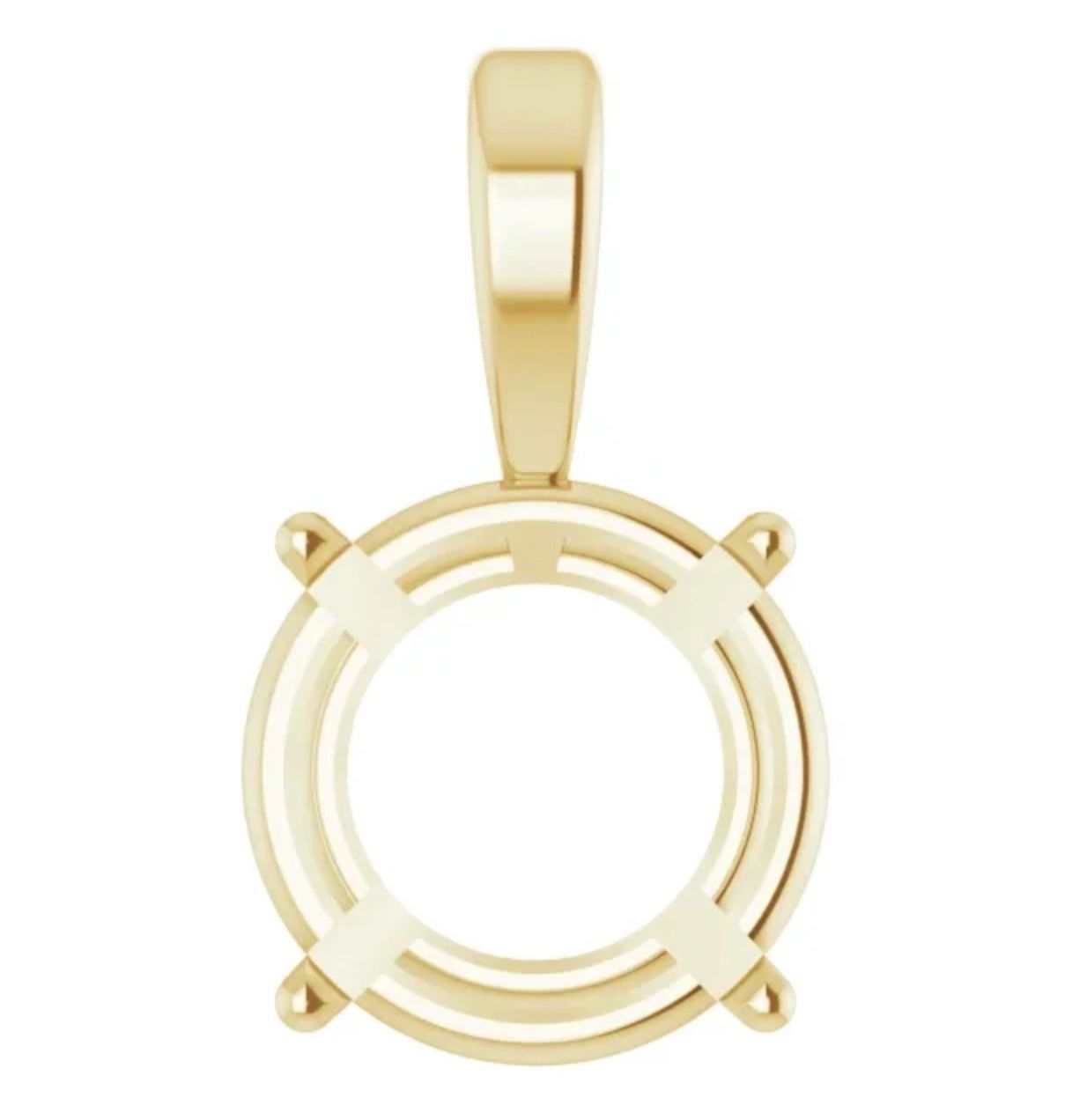 14K Yellow Gold Round 4-Prong Pendant Mounting
