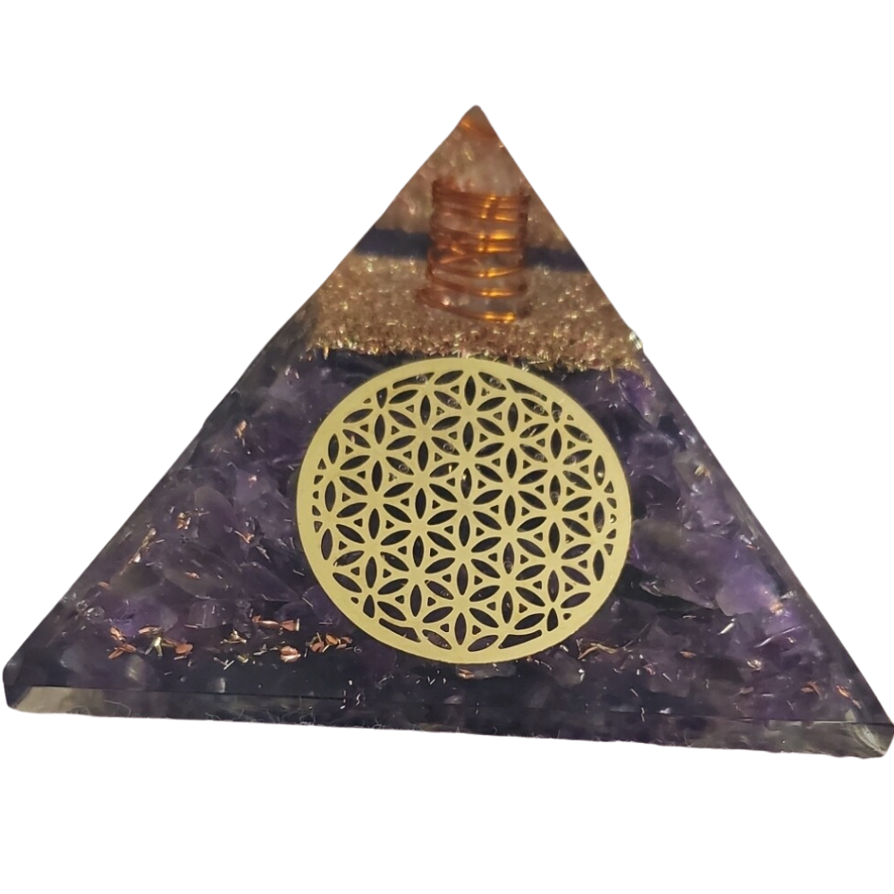 Orgone Pyramid | Flower Of Life | EMF Protection Orgone Pyramid | Meditation